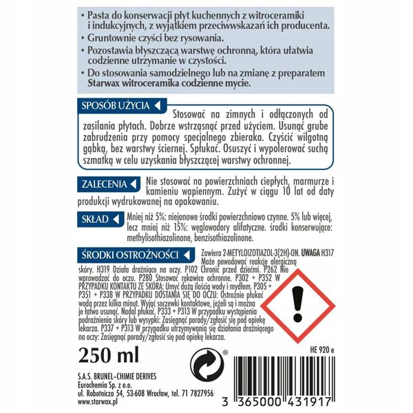 PŁYTY KUCHENNE 250ML STARWAX 43191 zdjęcie 3