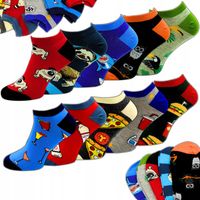 10x SKARPETY MĘSKIE SKARPETKI KRÓTKIE BAWEŁNIANE ŚMIESZNE KOLOROWE WZORY