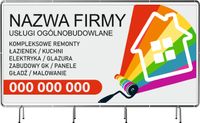 BANER REKLAMOWY 200x100 cm dużo wzorów USŁUGI OGÓLNOBUDOWLANE nazwa firmy