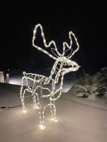 RENIFER ŚWIECĄCY LED DUŻY Z RUCHOMĄ GŁOWĄ BIAŁY CIEPŁY IP44 ZEWNĘTRZNY na Arena.pl