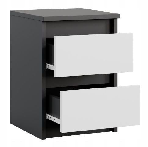 SZAFKA NOCNA ANTRACYT BIAŁA STOLIK NOCNY DWIE SZUFLADY 30cm SYPIALNIA na Arena.pl