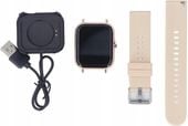 Zegarek smartwatch beżowy bluetooth tętno kroki sen dla kobiet TB39