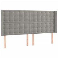 Zagłówek uszak, jasnoszary, 183x16x118/128 cm, aksamit