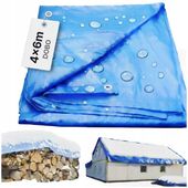 MOCNA PLANDEKA Niebieska płachta WODOODPORNA, MROZOODPORNA z Oczkami