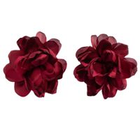 Bordowe kolczyki kwiaty XXL 12cm piękne okazałe ciemne satynowe