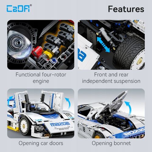 KLOCKI CADA MAZDA 787B AUTO SPORTOWE 50 CM 1:10 WYŚCIGÓWKA 1797 ELEMENTÓW na Arena.pl