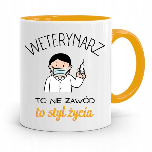 Kubek Żółty Weterynarza Weterynarz To Styl Życia Z Nadrukiem Ze Zdjęciem zdjęcie 1