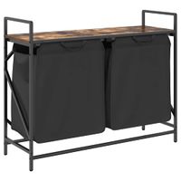 Kosz na pranie 2 przegrody z półką, przydymiony dąb