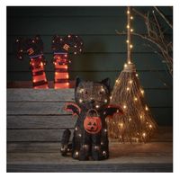 Dekoracja ogrodu na Halloween kot nietoperz nogi wiedźmy miotła czarownicy