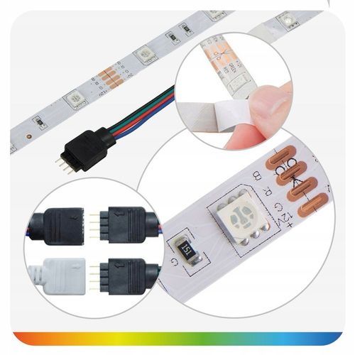 TAŚMA LED 4M RGB USB 5050 do TV Ledy PILOT APLIKACJA ZESTAW PAMIĘC KOLORU na Arena.pl