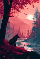 Plakat 61x90,5cm Wilk Przy Brzegu Lasu
