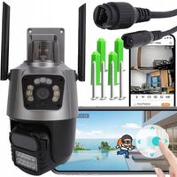 KAMERA ZEWNĘTRZNA WIFI OBROTOWA SMART IP ALARM PODWÓJNA 1080p FULL HD 2x3MP