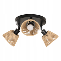 LAMPA SUFITOWA Z PLECIONEGO Z PAPIERU 3 KLOSZE EKOLOGICZNE BRĄZOWE Ø 25 CM