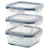Pojemnik na żywność z pokrywką szkło żaroodporne 3 sztuki 600ml IKEA 365+