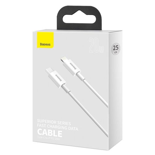 kabel usb-c do lightning baseus superior series, 20w, pd, 0.25m (biały) na Arena.pl