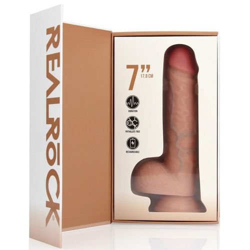 Vibrating Regular Straight Cock With Balls - 7" / 18 Cm - Flesh na Arena.pl