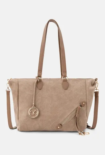 torebka shopper nobo duża jasno-brązowa ze skóry ekologicznej na Arena.pl