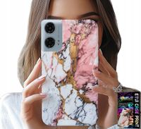 ETUI DO MOTOROLA MOTO G35 - RÓŻOWO BIAŁY MARMUREK, KAMIENNE WZORY