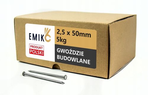Gwoździe budowlane 2,5x50mm 2 cale Czarne Gładkie 2'' 5kg na Arena.pl