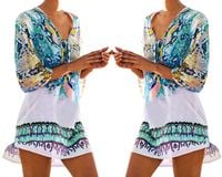 LETNIA SUKIENKA PLAŻOWA NARZUTKA TUNIKA BOHO PAREO