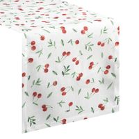 Bieżnik dekoracyjny wodoodporny CHERRY 40x140 Eurofirany biały w  wiśnie