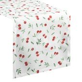 Bieżnik dekoracyjny wodoodporny CHERRY 40x140 Eurofirany biały w  wiśnie