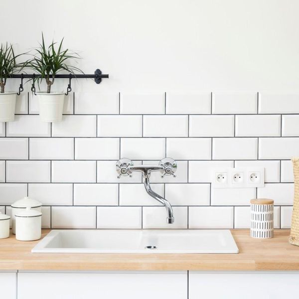 Bateria kuchenna ścienna kran obrotowy retro długa zdjęcie 2