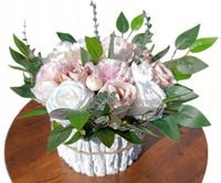 Stroik na Grób Drewniana Osłonka- DUŻY -Kompozycja Cmentarz Sztuczne Kwiaty