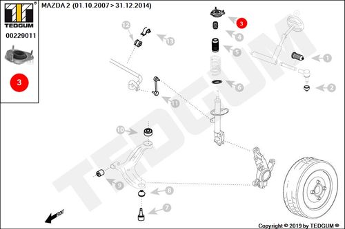 MAZDA 2 MOCOWANIE AMORTYZATORA PRZEDNIEGO GÓRNE na Arena.pl