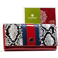 skórzany damski portfel w zmysłowym czerwonym kolorze z wężową