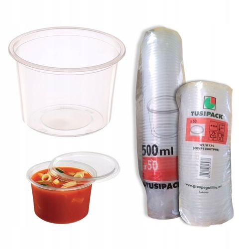 Pojemnik Na Zupę Plastikowy Jednorazowy Okrągły 500 ml Wieczko Guillin na Arena.pl