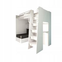 Łóżko piętrowe JSM7 z sofą i biurkiem biały mat