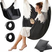 FOTEL WISZĄCY KRZESŁO BRAZYLIJSKIE HAMAK HUŚTAWKA 2 Poduszki + MOCOWANIE