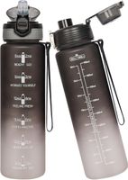 Butelka na wodę z Tritanu 1L sportowa motywacyjna ze słomką 2 pokrywki