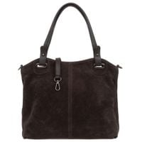 VERA PELLE torebka damska zamszowa shopper z paskiem V714 c.brązowa