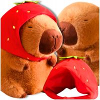 KAPIBARA W CZAPCE TRUSKAWKA PLUSZAK ZABAWKA MASKOTKA PLUSZOWA PRZYTULANKA