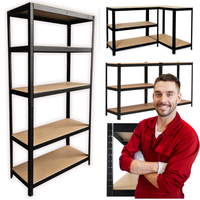 magazynowy regał metalowy garażowy 180 cm 5 półek kolor czarny piwnica 2w1