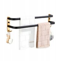 Wieszak Na Ręczniki Ścienny Łazienkowy Wiszący Wieszaki Czarny Złoty 50cm