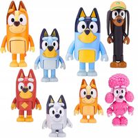 FIGURKI BLUEY Z RODZINĄ BLUE CAŁY ZESTAW 8 SZTUK BLUEY & FAMILY