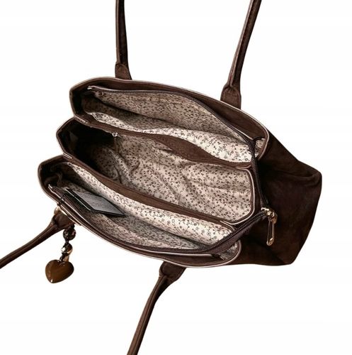 Flora&Co torebka shopper brązowy czekoladowa zamszowa torebka jamnik na Arena.pl
