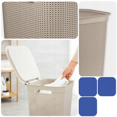 Kosz na pranie bieliznę pojemnik duży z pokrywą organizer Rotho BRISEN 50l na Arena.pl