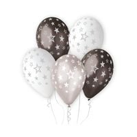 balony w gwiazdy srebrne 13"/ 6 szt.urodziny ślub