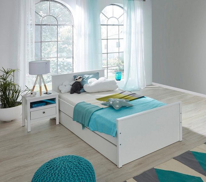 OLE białe łóżko matowe z dodatkowym łóżkiem - styl skandynawski zdjęcie 3