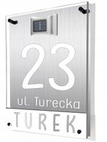 TABLICZKA ADRESOWA dibond plexi oświetlony numer domu 40x30 cm z dystansami