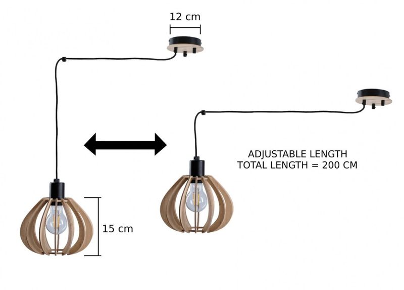 Lampa wisząca 5xE27 NICOLETA NATURAL AND BLACK 829 zdjęcie 3