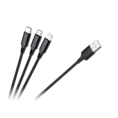 Kabel USB 3w1 - micro USB USB C Lighting 100 cm