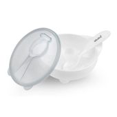 Akuku Miseczka z łyżeczką i pokrywką biała