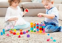 Drewniana Układanka Dzieci Sorter Montessori Klocki Koraliki do Nawlekania