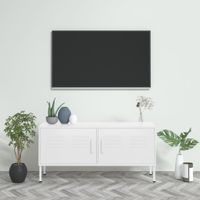 Szafka pod telewizor, biała, 105x35x50 cm, stalowa