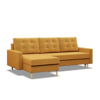 NAROŻNIK BLANK ŻÓŁTY MIODOWY Wygodna KANAPA Rozkładana z Funkcją Spania